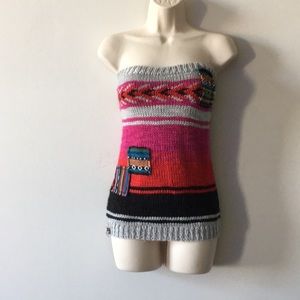 Boho anthro rainbow striped tube top sweater